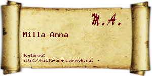 Milla Anna névjegykártya